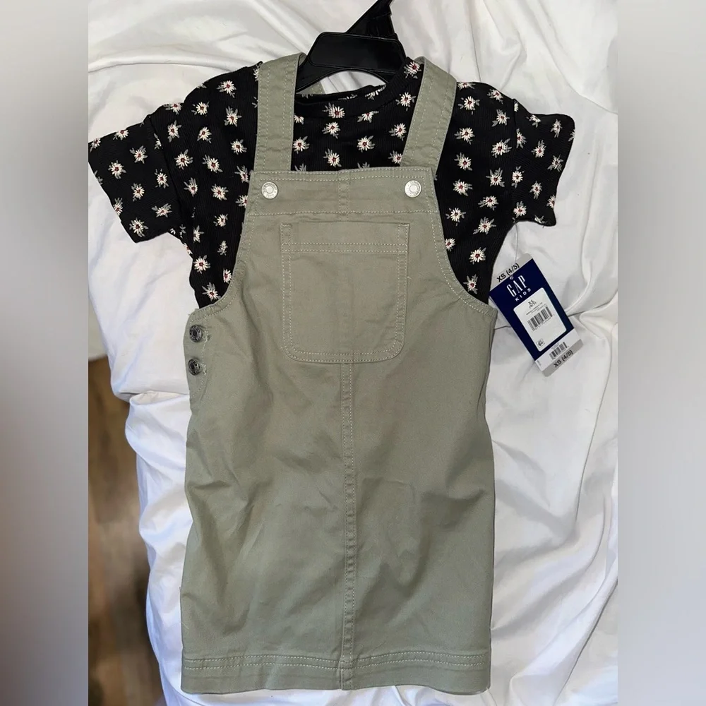 Gap Kids Skirtall Dress & Tee Size XS 4-5 Seagrass - Picture 2 of 7